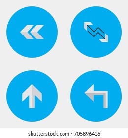 Vector Illustration Set Of Simple Arrows Icons. Elements Arrow, Orientation, Upwards And Other Synonyms Backward, Back And Boom.