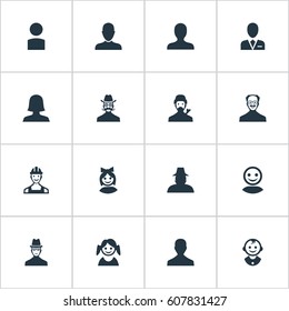 Vector Illustration Set Of Simple Avatar Icons. Elements Agent, Workman, Whiskers Man And Other Synonyms User, Mustaches And Member.