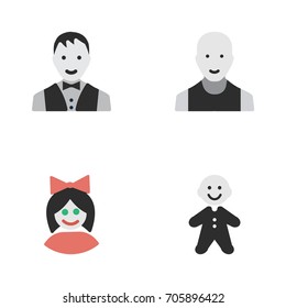Vector Illustration Set Of Simple Avatar Icons. Elements Guy, Girl, Man And Other Synonyms Guy, Male And Man.