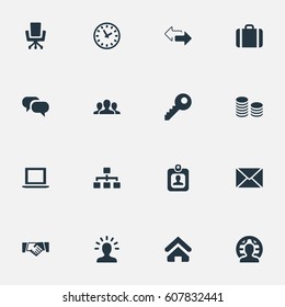 Vector Illustration Set Of Simple B2B Icons. Elements Group, Chatting, Clock And Other Synonyms Right, Member And Conversation.