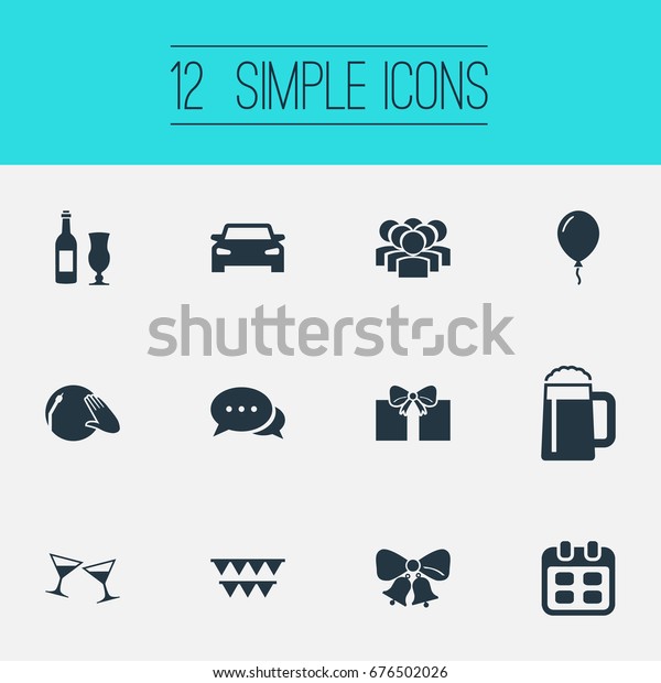 Vector Illustration Set Simple Banquet Icons Stock Vector Royalty