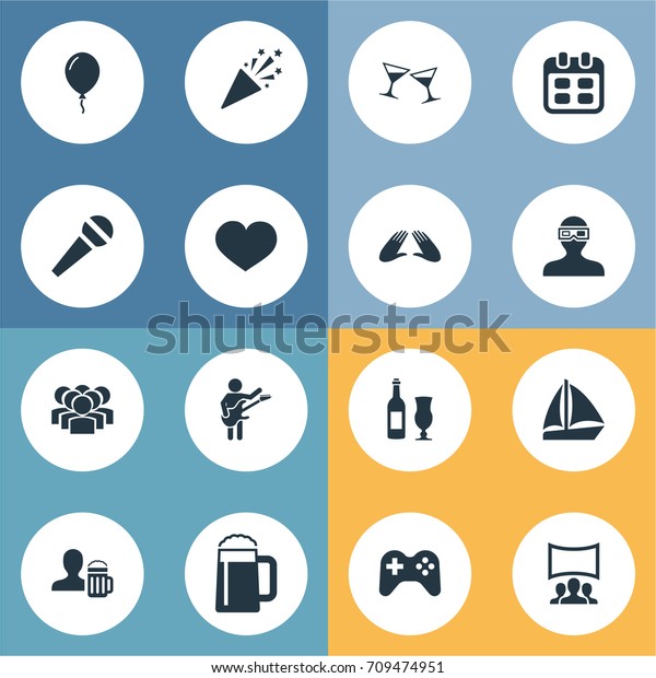 Vector Illustration Set Simple Banquet Icons Stock Vector Royalty