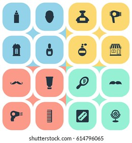 Vector Illustration Set Of Simple Beautician Icons. Elements Shaver, Human, Supermarket And Other Synonyms Razor, Male And Man.