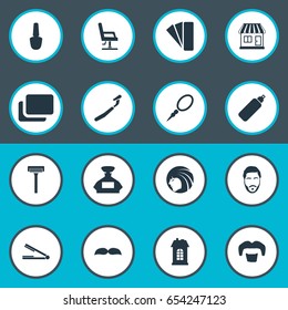 Vector Illustration Set Of Simple Beautician Icons. Elements Scent, Disposable, Vip And Other Synonyms Perfume, Barber And Lady.