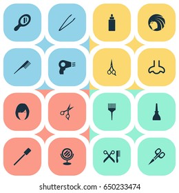 Vector Illustration Set Of Simple Beauty Icons. Elements Crest, Scissors, Serum And Other Synonyms Comb, Salon And Nail.