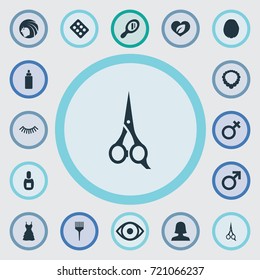Vector Illustration Set Of Simple Beauty Icons. Elements Natural, Male Sign, Glass And Other Synonyms Care, Necklace And Polish.
