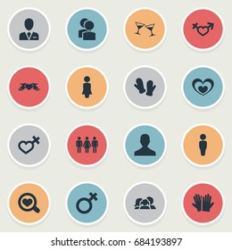 Vector Illustration Set Of Simple Beloved Icons. Elements Mitten, Barrister, Soul And Other Synonyms Symbol, Mister And Spouse.