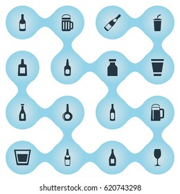 Vector Illustration Set Of Simple Beverage Icons. Elements Cup, Glass, Pub And Other Synonyms Liquor, Pint And Coffee.