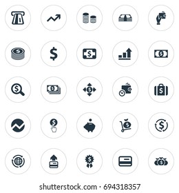 Vector Illustration Set Of Simple Bill Icons. Elements Mastercard, Investment, Select And Other Synonyms Interest, Atm And Purse.