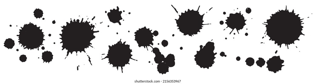 
Vector illustration. Set of simple black sloppy Blots Isolated on white background. Hand drawn Splat of Ink. Grungy Effect. Perfect for poster, banner, collage, cards.
