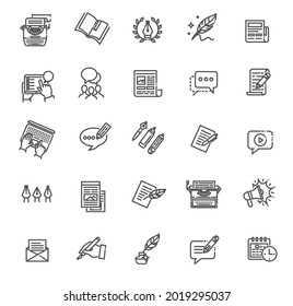 Vector Illustration Set Of simple Blogging and Copywriting icons