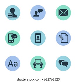 Vector Illustration Set Of Simple Blogging Icons. Elements Post, Cedilla, Gain And Other Synonyms Gain, Profit And Hand.