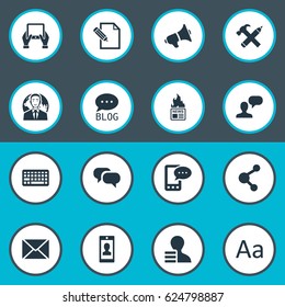 Vector Illustration Set Of Simple Blogging Icons. Elements Repair, Keypad, Gazette And Other Synonyms Contract, Smartphone And Earnings.