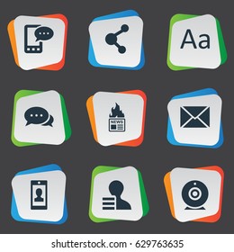 Vector Illustration Set Of Simple Blogging Icons. Elements E-Letter, Gazette, Profile And Other Synonyms Hot, Man And Gazette.