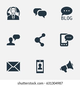 Vector Illustration Set Of Simple Blogging Icons. Elements Profile, Post, Share And Other Synonyms Site, Speaker And Gossip. Vector Illustration Set Of Simple Blogging Icons. Elements Profile, Post, Share And Other Synonyms Site, Speaker And Gossip.