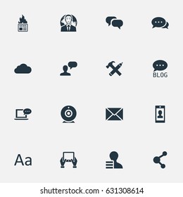 Vector Illustration Set Of Simple Blogging Icons. Elements Notepad, Share, Gain And Other Synonyms Speech, Post And International.