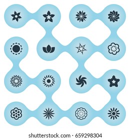 Vector Illustration Set Of Simple Blossom Icons. Elements Bouquet, Gerberas, Windflower And Other Synonyms Bouquet, Gladioli And Larkspur.