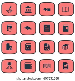 Vector Illustration Set Of Simple Books Icons. Elements Opened Book, Pile, Cover And Other Synonyms School, Alphabet And Dictionary.