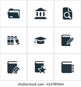 Vector Illustration Set Of Simple Books Icons. Elements Magnifying Glass, Documents, Document Archive And Other Synonyms Search, Folder And Document.