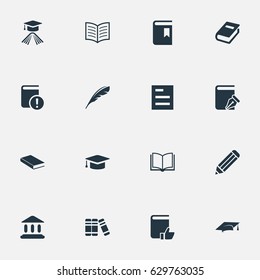 Vector Illustration Set Of Simple Books Icons. Elements Book Page, Sketchbook, Blank Notebook And Other Synonyms Book, Notebook And Building.