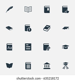 Vector Illustration Set Of Simple Books Icons. Elements Book Cover, Notebook, Tasklist And Other Synonyms Academy, Textbook And Book.