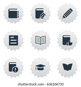 Vector Illustration Set Of Simple Books Icons. Elements Book Page, Reading, Sketchbook And Other Synonyms Academic, Document And Book.