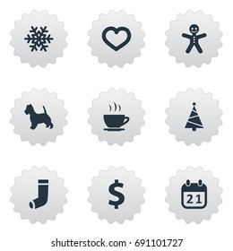 Vector Illustration Set Of Simple Brood Icons. Elements Love, Hosiery, Money And Other Synonyms Greenback, Ginger And Snow.