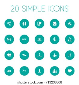 Vector Illustration Set Of Simple Buddies Icons. Elements Beer, Dance, Winner And Other Synonyms Boy, Toy And Man.