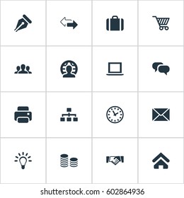 Vector Illustration Set Of Simple Business Icons. Elements Chatting, Clock, Relationship And Other Synonyms Unity, Ink And Trading.