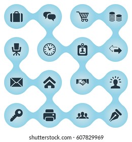 Vector Illustration Set Of Simple Business Icons. Elements Hard Money, Chatting, Nib And Other Synonyms Chair, Location And Friendship.