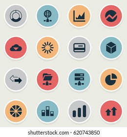 Vector Illustration Set Of Simple Business Icons. Elements Double Arrow, Hexagon, Storage And Other Synonyms Data, Graph And Arrows.