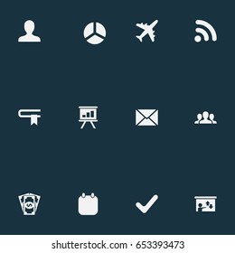 Vector Illustration Set Of Simple Business Icons. Elements Staff, Correspondence, Literature And Other Synonyms Staff, Currency And Correct.