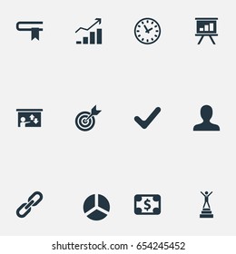 Vector Illustration Set Of Simple Business Icons. Elements Literature, Efficient, Success And Other Synonyms Yes, Efficient And Guidebook.