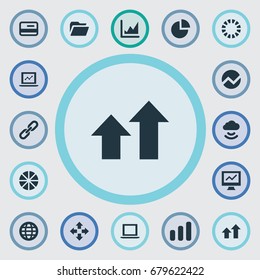 Vector Illustration Set Of Simple Business Icons. Elements Preloader, Notebook, Cloud And Other Synonyms Presentation, Notebook And File.