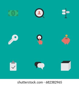 Vector Illustration Set Of Simple Business Icons. Elements Opening, Square, Finger Touching And Other Synonyms Press, Touching And Decision.