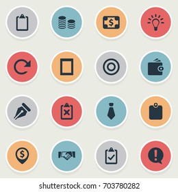 Vector Illustration Set Of Simple Business Icons. Elements Clipboard, Nib, Change And Other Synonyms Checklist, Complete And Human.