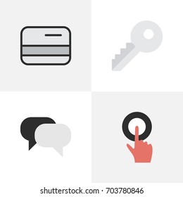 Vector Illustration Set Of Simple Business Icons. Elements Pay, Talking, Opening And Other Synonyms Meeting, Pay And Press.
