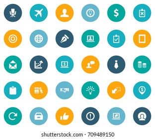 Vector Illustration Set Of Simple Business Icons. Elements Change, Complete Mark, Pinpoint And Other Synonyms Laptop, Person And Thumb.