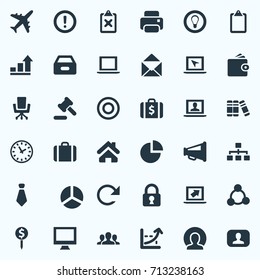 Vector Illustration Set Of Simple Business Icons. Elements Human, Hammer, Representative And Other Synonyms Secret, Round And Brief.