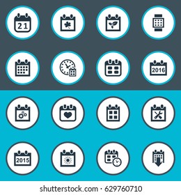 Vector Illustration Set Of Simple Calendar Icons. Elements Event, Almanac, Deadline And Other Synonyms Reminder, Annual And Autumn.