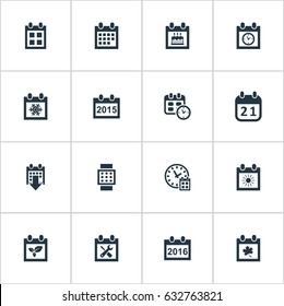 Vector Illustration Set Of Simple Calendar Icons. Elements Annual, Deadline, Plant And Other Synonyms Day, Winter And Repair.