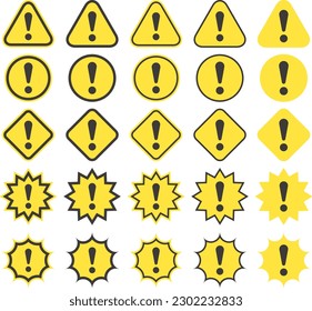 Vector illustration set of simple caution-style marks.
