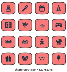 Vector Illustration Set Of Simple Celebration Icons. Elements Speech, Resonate, Domestic And Other Synonyms Mask, Balloon And Decorations.