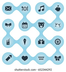 Vector Illustration Set Of Simple Celebration Icons. Elements Sound Note, Envelope, Salute And Other Synonyms Soul, Ice And Jingle. Vector Illustration Set Of Simple Celebration Icons. Elements Sound Note, Envelope, Salute And Other Synonyms Soul, Ice And Jingle.