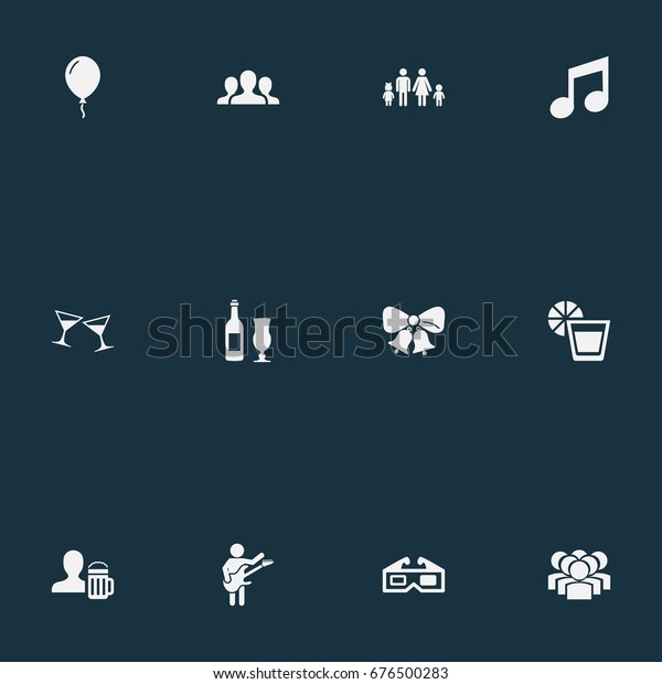 Vector Illustration Set Simple Celebration Icons Stock Vector