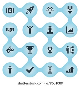 Vector Illustration Set Of Simple Champion Icons. Elements Correct Sign, Deal, Victory And Other Synonyms Spaceship, Check And Award.