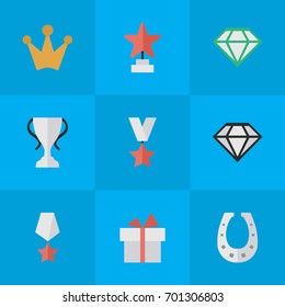 Vector Illustration Set Of Simple Champion Icons. Elements Champion, Gemstone, Metal And Other Synonyms Chalice, First And Award.