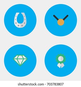 Vector Illustration Set Of Simple Champion Icons. Elements Metal, Reward, Gemstone And Other Synonyms Stone, Diamond And Shoe.
