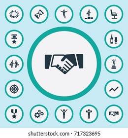 Vector Illustration Set Of Simple Champion Icons. Elements Professional, Goal, Deal And Other Synonyms Target, Hourglass And Cogwheel.