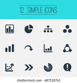 Vector Illustration Set Of Simple Chart Icons. Elements Line Bar, Lecture, Decline And Other Synonyms Growth, Collapse And Increase.